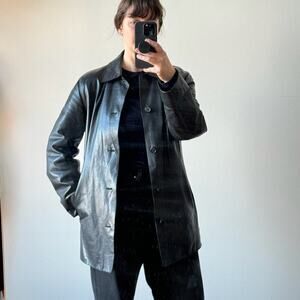 J. CREW Black Leather Barn Jacket